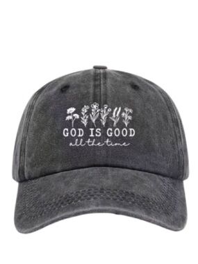 Embroidered 'God Is Good' Gray Adjustable Snapback Baseball Cap Vintage Wash NEW